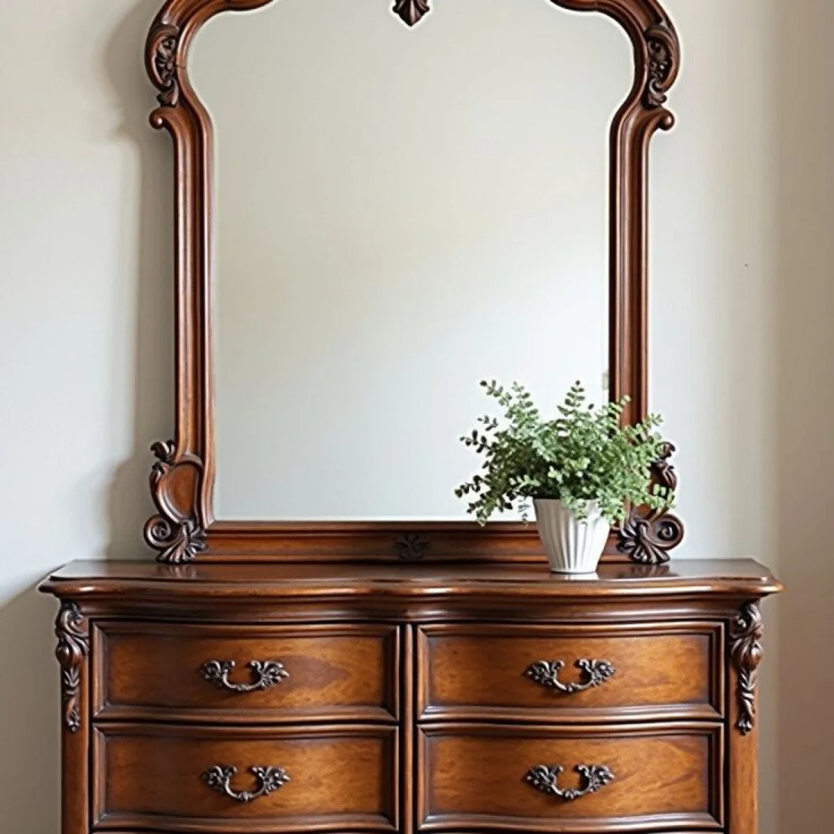 Isabella Classic Mahogany Dresser with Mirror