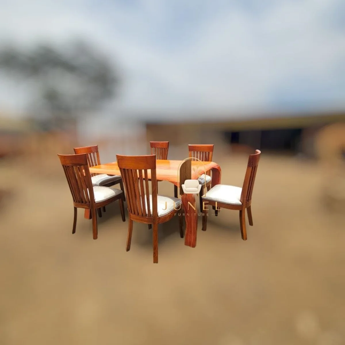 Nuru 6-Seater Solid Mahogany Dining Set