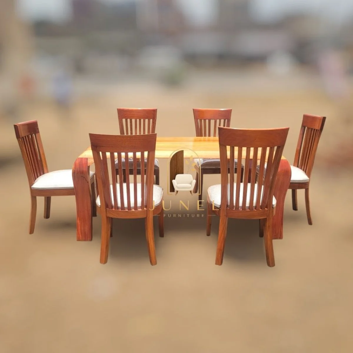 Nuru 6-Seater Solid Mahogany Dining Set